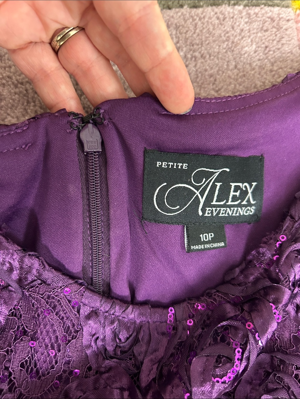 Alex Evenings Rosette Evelyn Lace Purple Dress - Picture 16 of 17